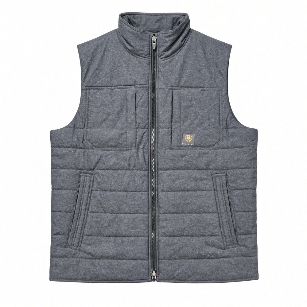 Ariat Rebar Valiant Stretch Canvas Vest Men's L Gray Insulated Quilted Pockets